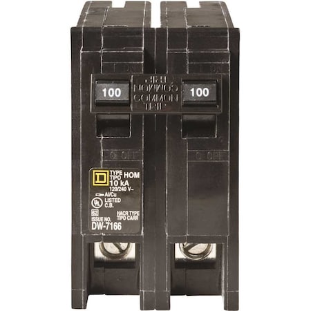 Square D Miniature Circuit Breaker, HOM Series, 100A, 2 Pole, 120/240V AC, 10kA HOM2100C